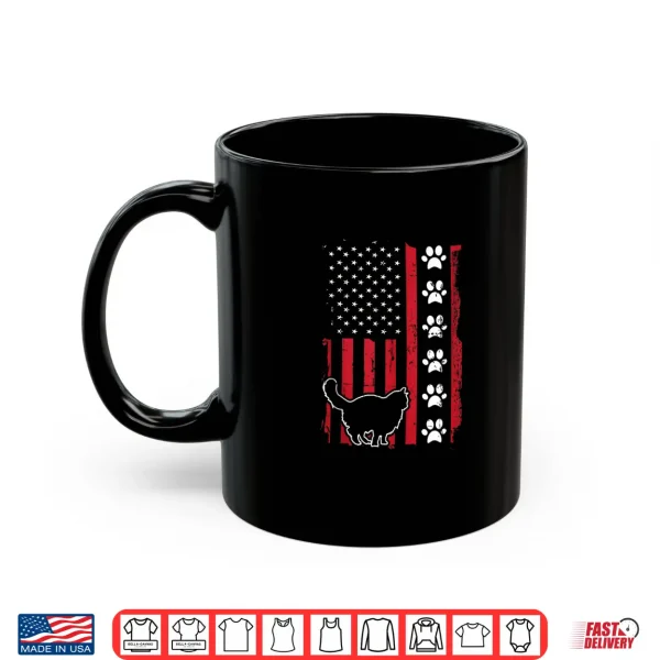 Mug American Flag Maine Coon Cat Pet Owner Gift Cute Paw Print Shirt