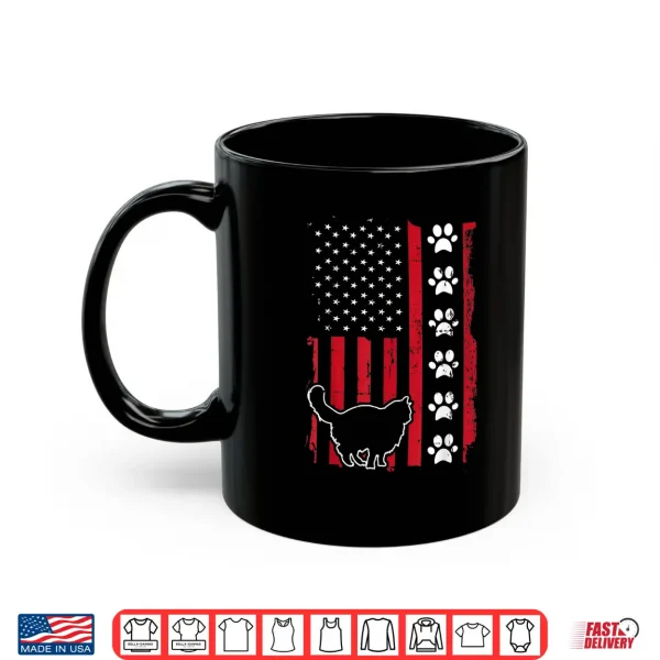 Mug American Flag Maine Coon Cat Pet Owner Gift Cute Paw Print Shirt for Women Men