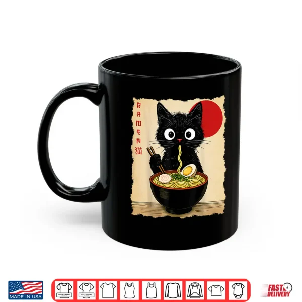 Mug Anime Cat Ramen Japanese Funny Cat Graphic Tees Anime Gifts Shirt
