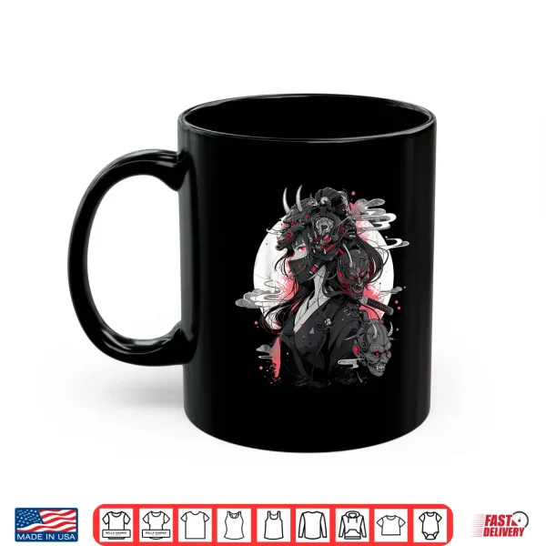 Mug Anime Girl Gothic Waifu Japanese Kawaii Otaku Oni Mask Shirt 2