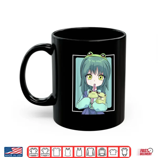 Mug Anime Girl for Frog Lovers and Kawaii Boba Tea Frog Teens Shirt