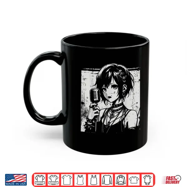 Mug Anime Punk Girl Singing Japanese Manga Goth Women Men Kids Shirt