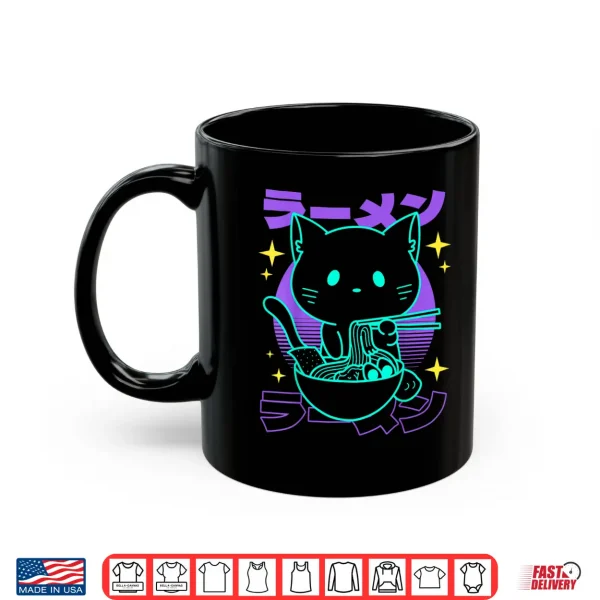 Mug Anime Ramen Cat Japanese Retro Noodles Aesthetic Kawaii Cat Shirt