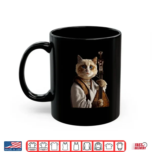Mug Antropomorphic Ragdoll Cat Wearing Medieval Play Lute Field Shirt