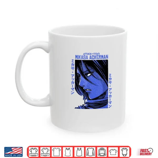 Mug Attack on Titan Mikasa Ackerman Japanese Manga Face Portrait Shirt