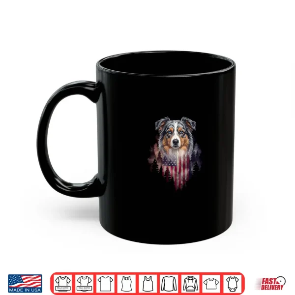 Mug Australian Shepherd Dog Patriotic American Flag Fourth Of July Shirt