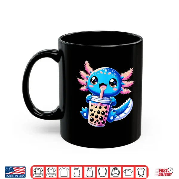 Mug Axolotl Bubble Boba Tea Anime Cute Kawaii Blue Axolotl Shirt