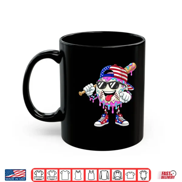 Mug Baseball Drip Ice Cream Boys Kids Baseball Drip 4th of July Shirt
