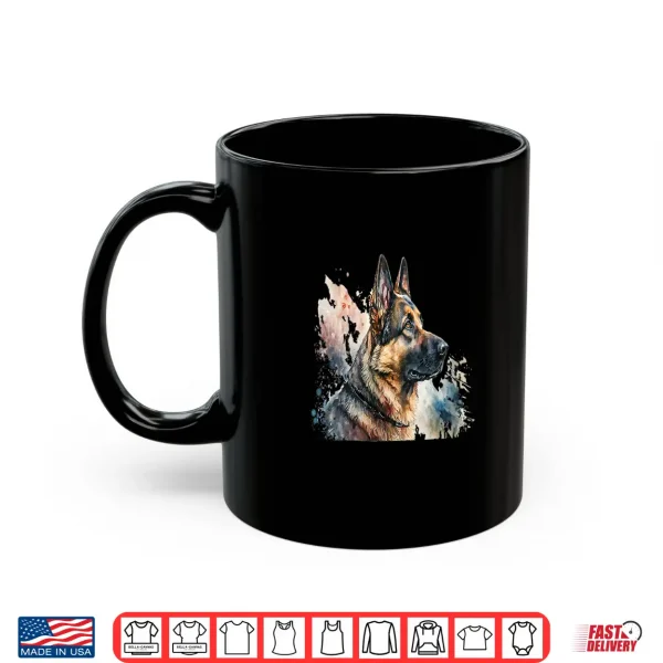 Mug Beautiful Watercolor German Shepherd Portrait Professional Graphic Shirt