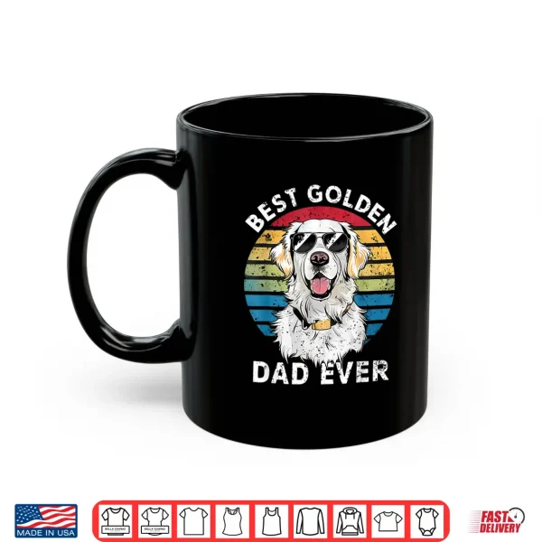 Mug Best Golden Dad Ever White English Cream Golden Retriever Shirt