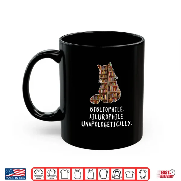 Mug Bibliophile. Ailurophile. Unapologetically distracted cat Men Women Kids Shirt