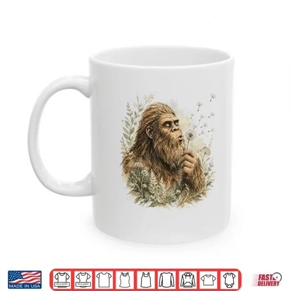 Mug Bigfoot Blowing Dandelion Sasquatch Making A Wish Vintage Shirt