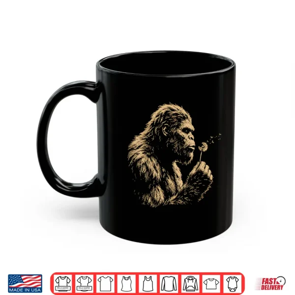 Mug Bigfoot Blowing Dandelion Vintage Sasquatch Design Shirt