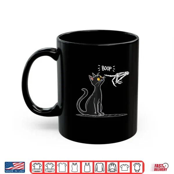 Mug Black Cat Skeleton Hand Boop Halloween Shirt