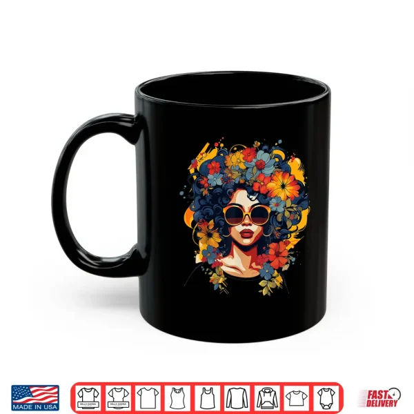 Mug Black History T Shrits for Women Afro Flower Hair Juneteenth Shirt