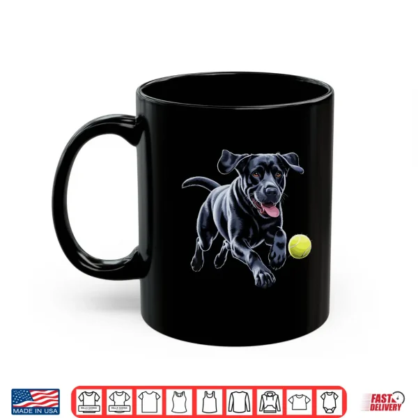 Mug Black Labrador Retriever Chasing A Ball Puppy Lab Owner Shirt