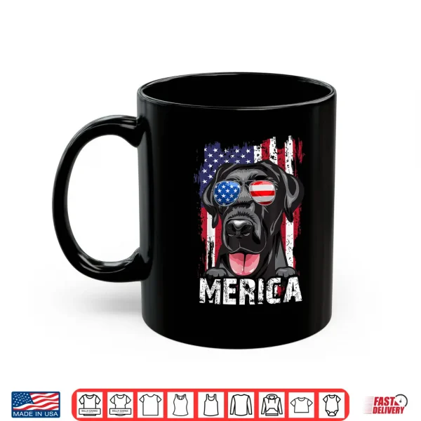 Mug Black Labrador Retriever Fourth Of July Merica USA Flag Lab Dog Shirt