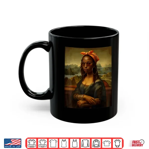 Mug Black Mona Lisa Afro Braids African American Bandana Bangles Shirt