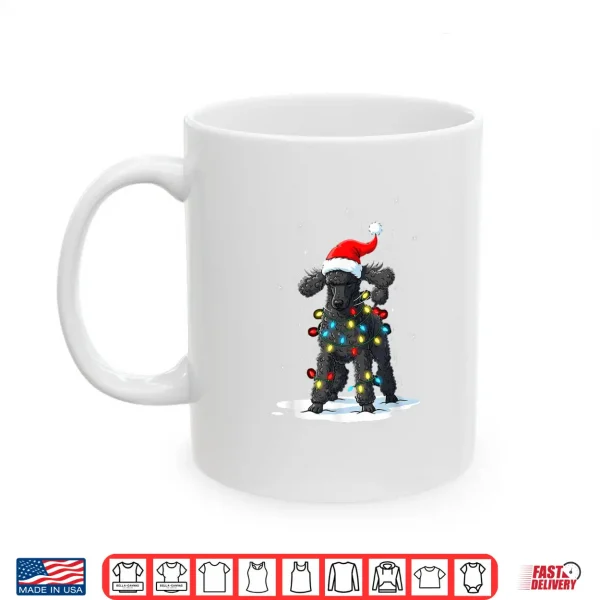 Mug Black Poodle Christmas Lights Funny Holiday for Men Women Shirt