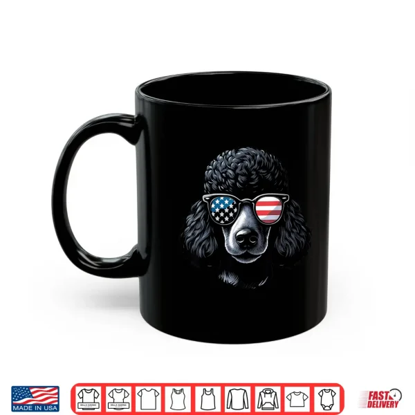 Mug Black Poodle Patriotic American Flag USA Sunglasses Dog Shirt