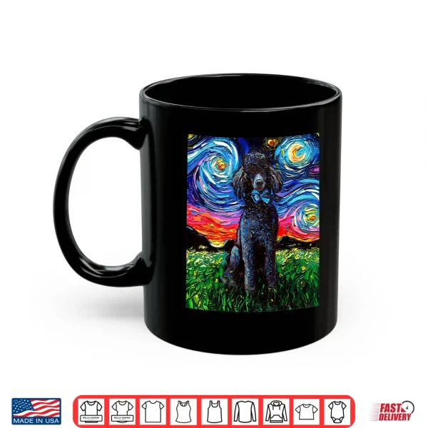 Mug Black Standard Poodle Starry Night Dog Art by Aja Shirt