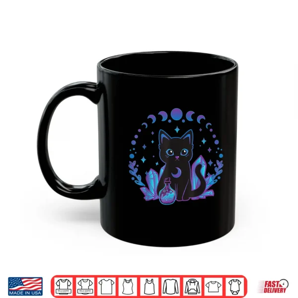 Mug Black Witchy Cat Crystals Gothic Women Kawaii Pastel Goth Shirt