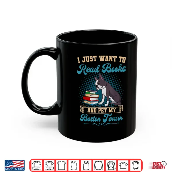 Mug Boston Terrier American Gentleman Bibliophile Book Lover Shirt