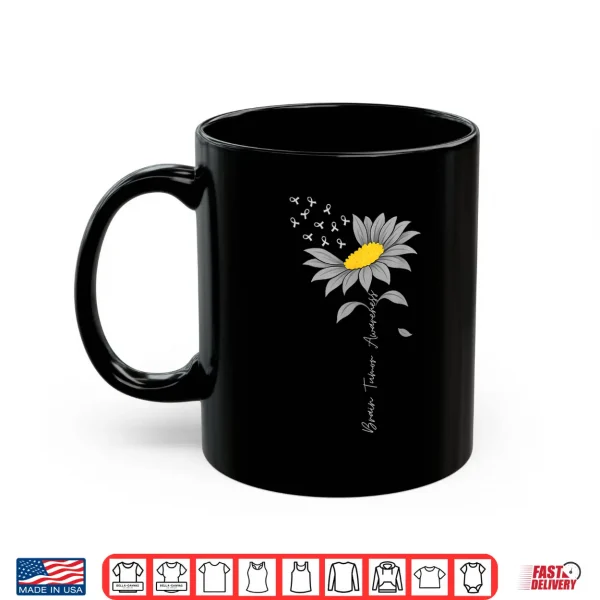 Mug Brain Tumor Awareness Sunflower Gray Ribbon Brain Cancer Shirt
