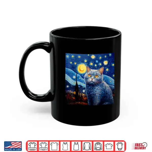 Mug British Shorthair Cat Starry Night British Shorthair Cat Shirt