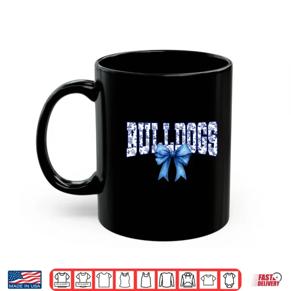 Mug Bulldogs Floral Toile Royal Blue Watercolor Coquette Bow Shirt