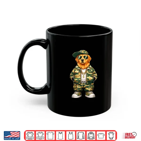 Mug Camo Hip Hop Golden Retriever Camouflage Gangsta Streetwear Shirt