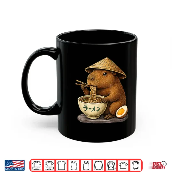 Mug Capybara Eating Japanese Ramen Kawaii Anime tee Funny Kids Shirt