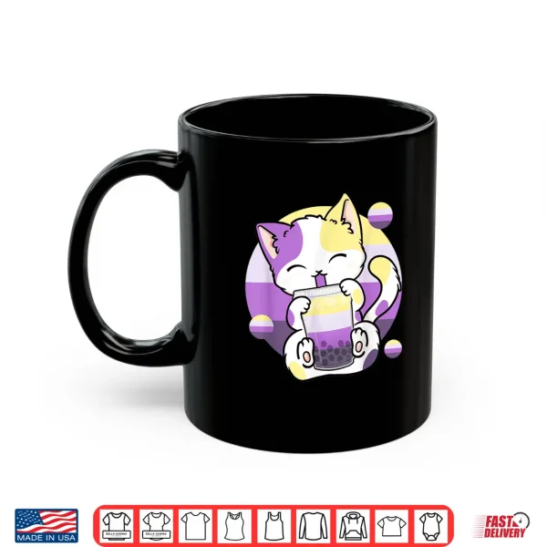 Mug Cat Boba Tea Bubble Tea Anime Kawaii Neko Non binary Kitten Shirt