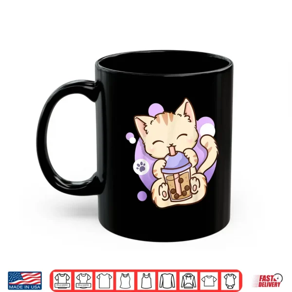 Mug Cat Boba Tea Bubble Tea Anime Kawaii Neko Shirt