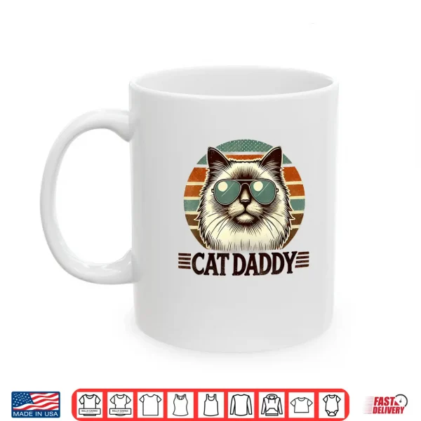 Mug Cat Daddy Cool Ragdoll Cat Fathers Day Retro Cat Dad Shirt