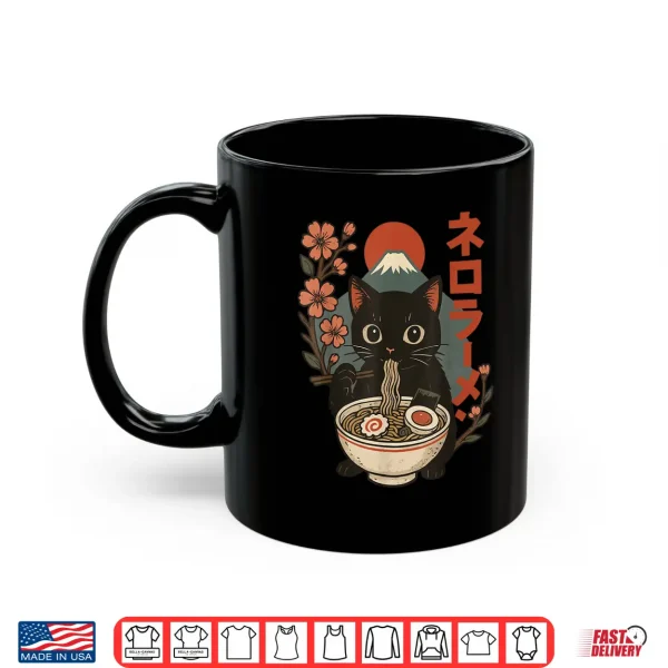 Mug Cat Eating Ramen Kitten Anime Japan Shirt