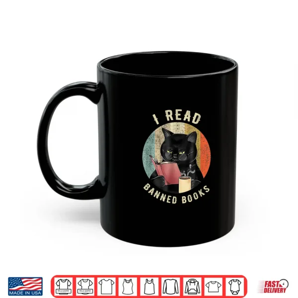 Mug Cat I Read Banned Books Funny Bookworms Reading Book Shirt
