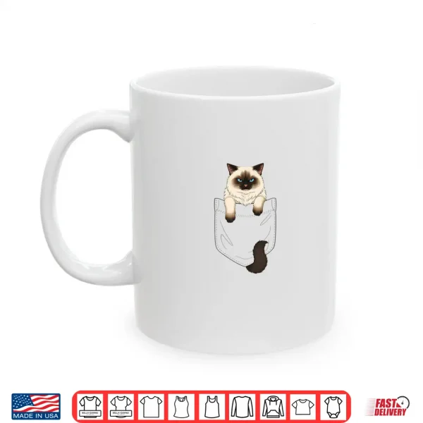 Mug Cat Pocket Matching Cat and Owner Clothes Ragdoll Cute Cat Shirt
