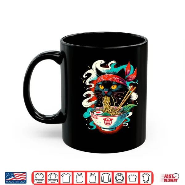 Mug Cat Ramen Noodle Japanese Anime Kawaii Cat Shirt
