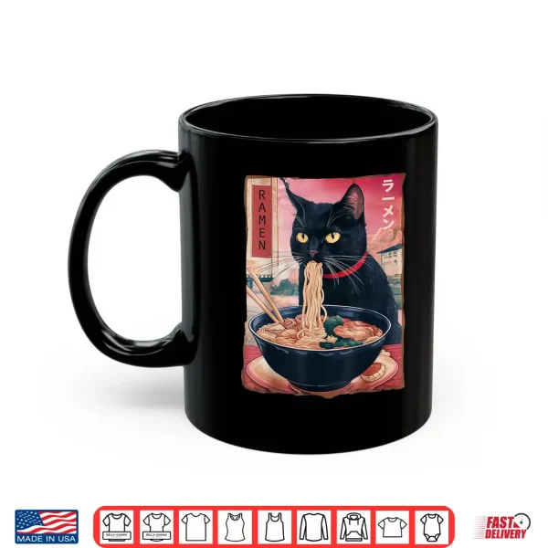 Mug Cat Ramen Noodle Japanese Anime Kawaii Gifts Men Women Kids Shirt