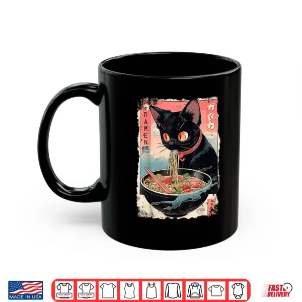 Mug Cat Ramen Noodle Japanese Anime Manga Cat Shirt