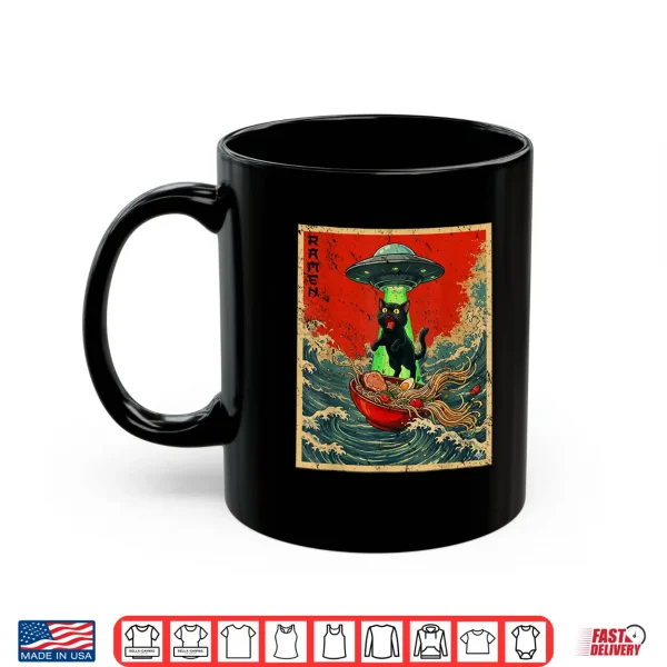 Mug Cat Ramen UFO Japanese Anime Graphic Tees Men Women Teens Shirt