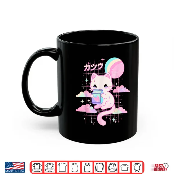 Mug Cat Strawberry Milk Anime 90s Japanese Cat Japan Shirt