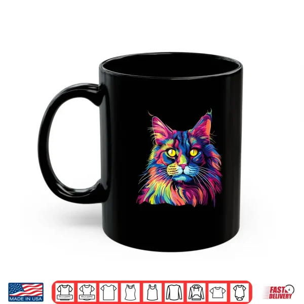 Mug Cat Watercolors Colorful Maine Coon Cats Shirt
