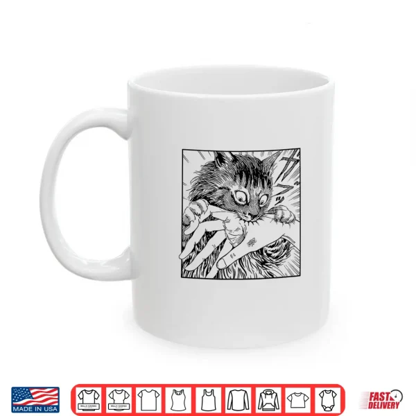 Mug Cat bite anime Shirt 2