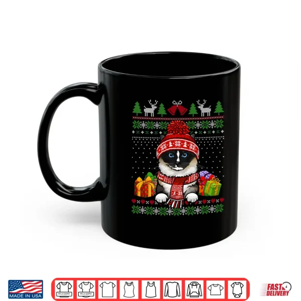 Mug Cat lovers Cute Ragdoll Cat Santa hat Ugly Christmas Sweater Shirt