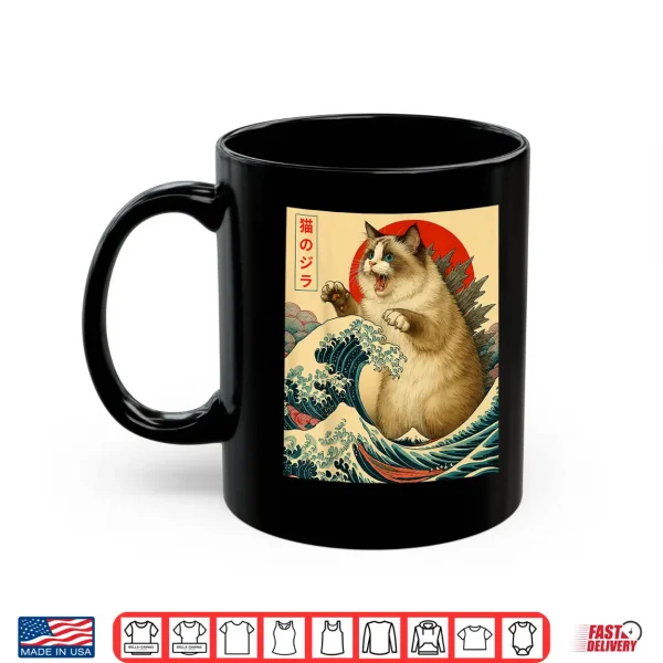 Mug Catzilla Ragdoll Cat Japanese Art Funny Gifts Men Women Kid Shirt