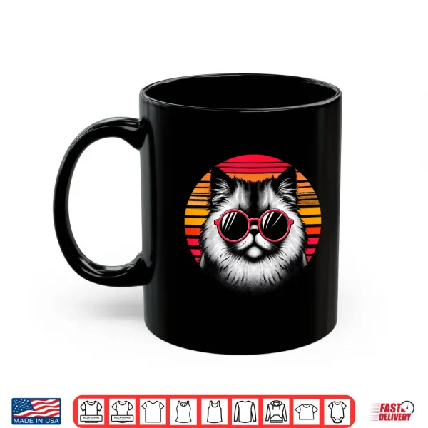 Mug Chinchilla Persian Cat Retro Vintage Sunset Sunglasses 70s Shirt