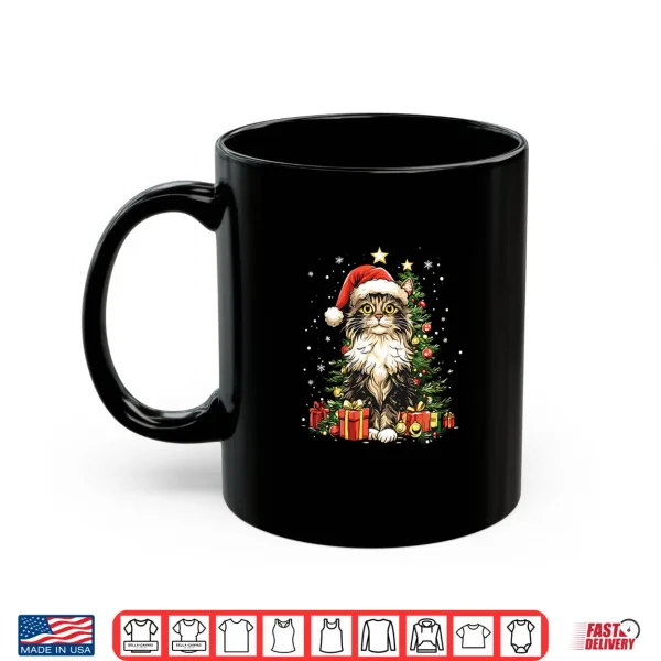 Mug Christmas Cat With Christmas Hat Maine Coon Cat Shirt