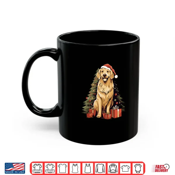 Mug Christmas Tree and Funny Santa Golden Retriever Christmas Shirt